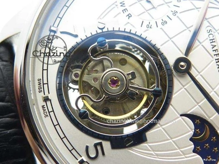 MIROTIME 0518 UrbanStyle Portuguese Tourbillon Power Reserve Moonphase SS White Dial On Black Leather Strap 7318